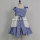 blue-white check poplin fabric embroidered baby dress